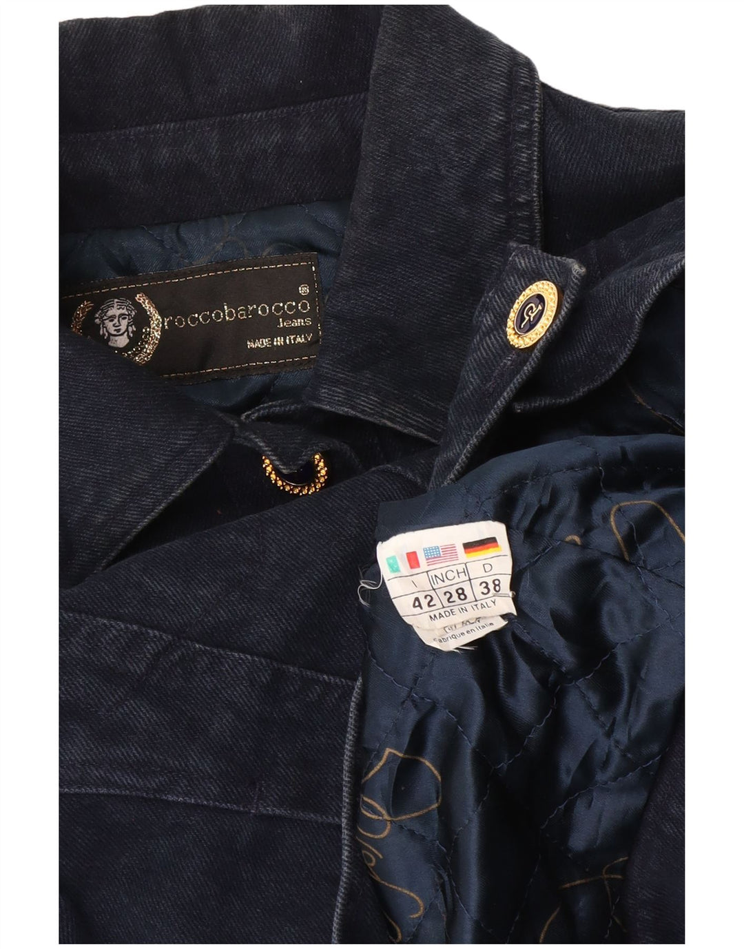 Roccobarocco Chaqueta Vaquera Mujer IT 42 Mediana Azul Marino Algodón