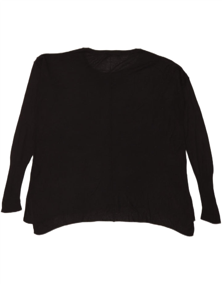 Zara Mujer Top Extragrande Manga Larga UK 44 Viscosa Negra Mediana