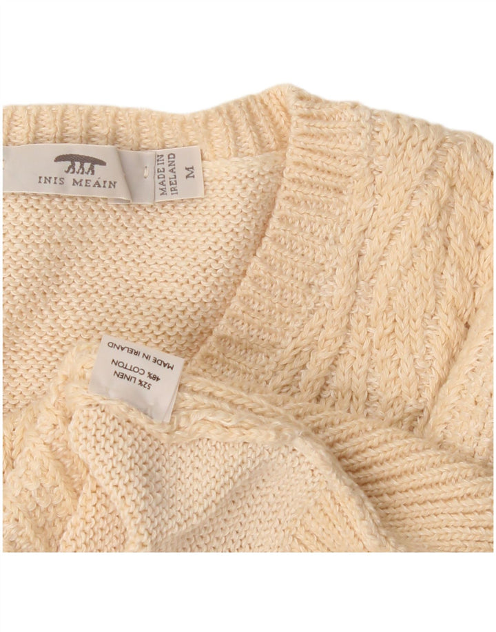 Inis Meain Suéter con cuello en V para mujer UK 44 Medium Beige Argyle/Diamond