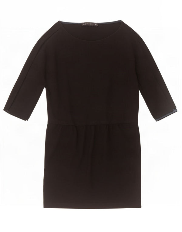 Zara Womens 3/4 Sleeve Sheath Dress UK 12 Medium Black