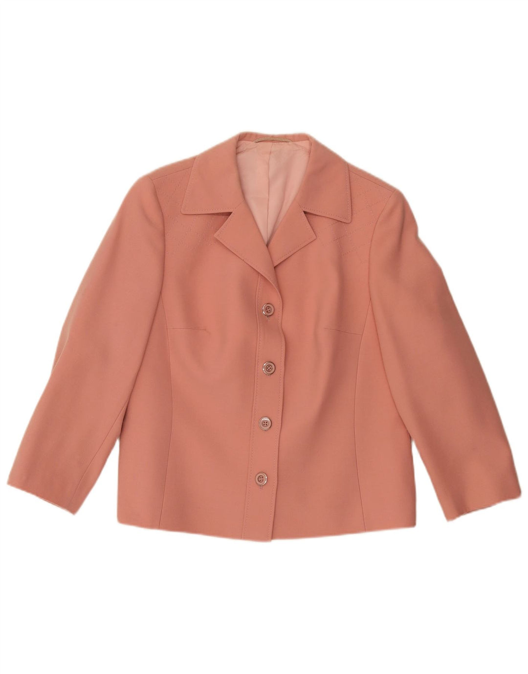 Goldix Chaqueta Blazer de 4 Botones para Mujer UK 12 Lana Rosa Mediana