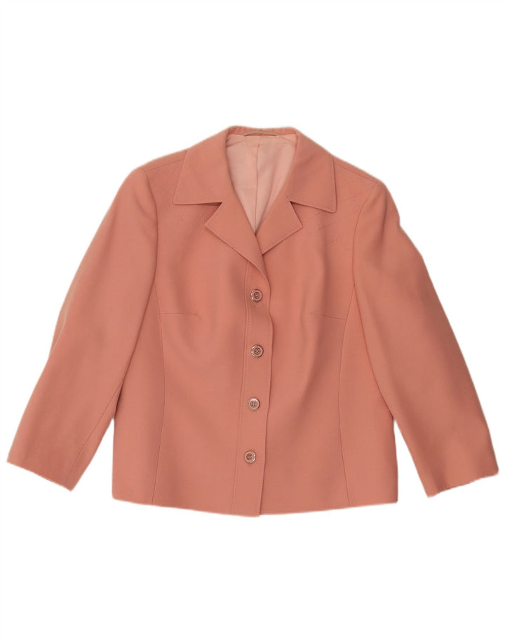 Goldix Chaqueta Blazer de 4 Botones para Mujer UK 12 Lana Rosa Mediana