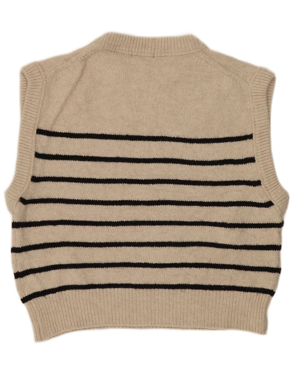 Massimo Dutti Mujer Crop Oversize Chaleco Tank Top UK 10 Small Beige Rayas