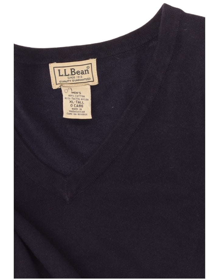 L.L.Bean Suéter alto con cuello en V para hombre XL Algodón azul marino