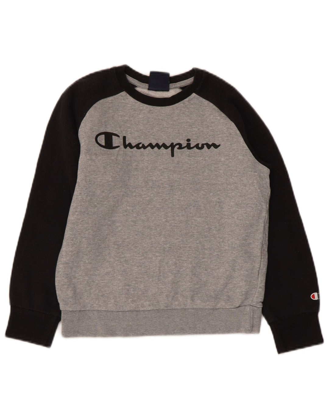 CHAMPION Boys Graphic Sweatshirt Jumper 7-8 Years Small  Grey Colourblock