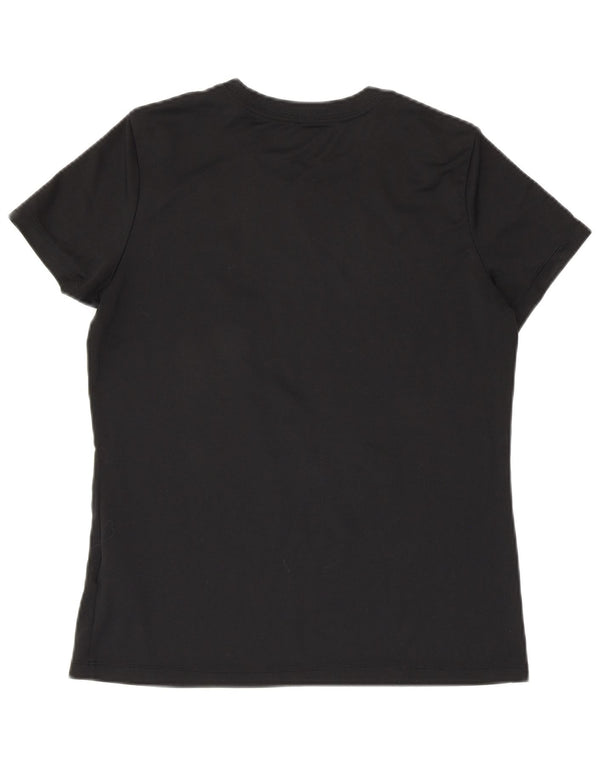NIKE Mujer Dri Fit Graphic Camiseta Top UK 40 Mediano Negro Poliéster