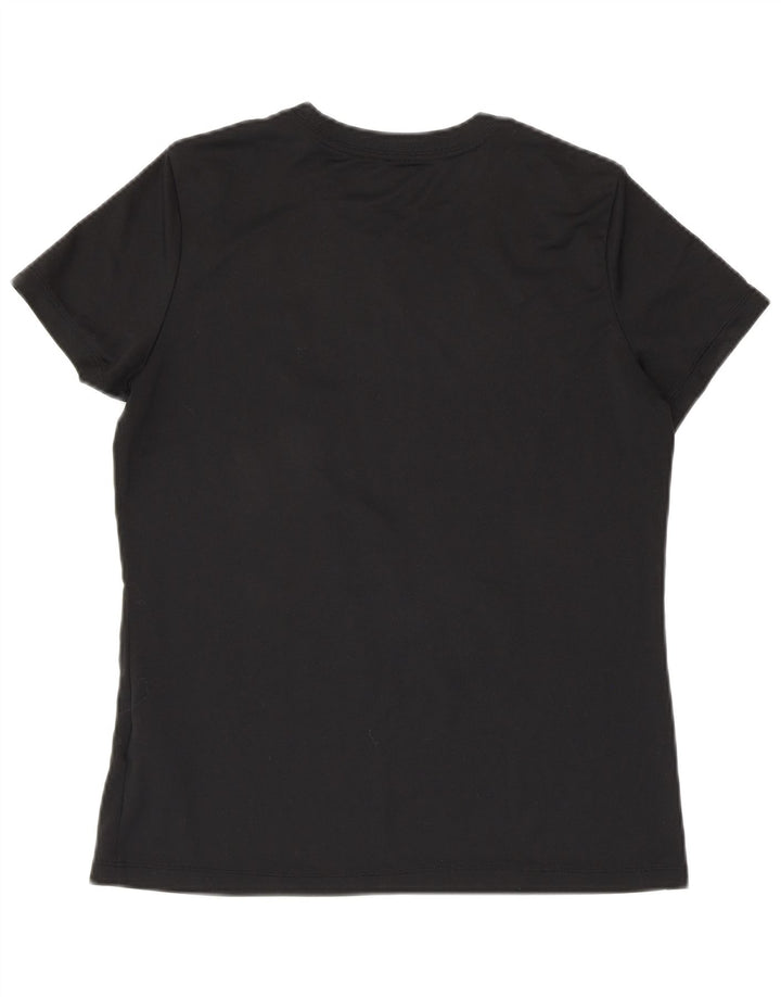 NIKE Mujer Dri Fit Graphic Camiseta Top UK 40 Mediano Negro Poliéster