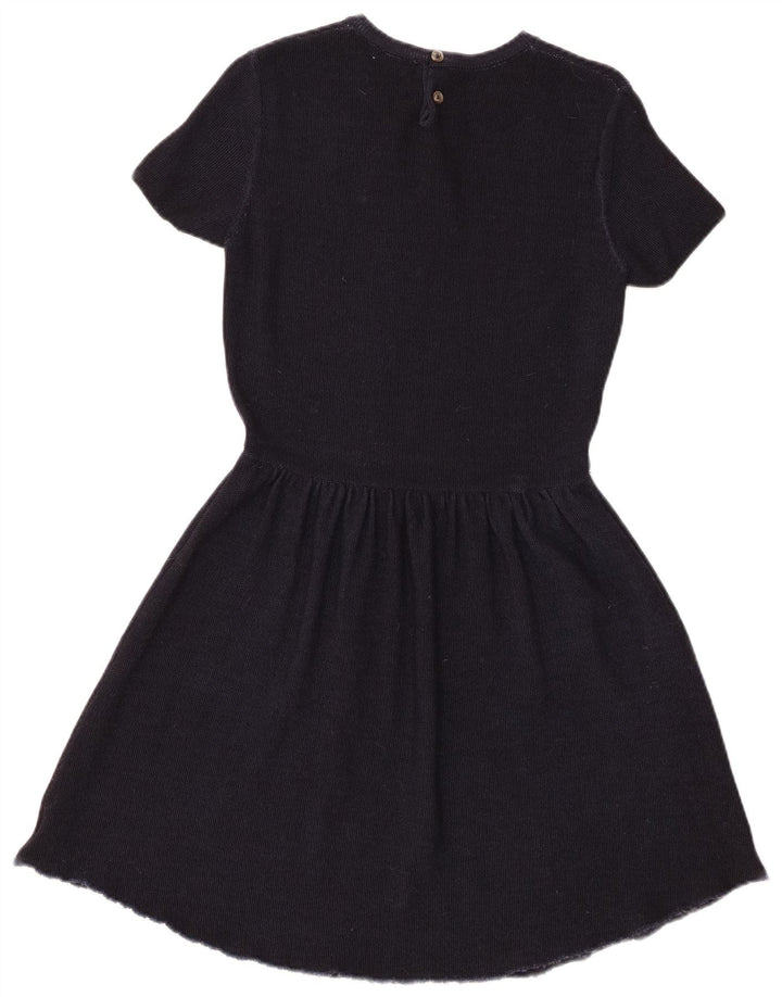 Sun68 Vestido acampanado de punto para mujer UK 44 Lana azul marino medio