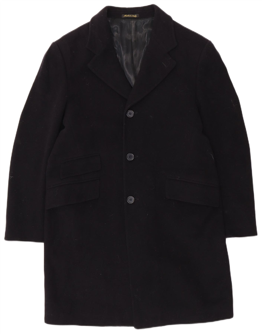 VINTAGE Abrigo para hombre Reino Unido 40 Lana azul marino grande