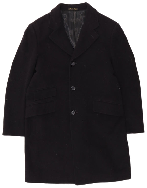 VINTAGE Abrigo para hombre Reino Unido 40 Lana azul marino grande