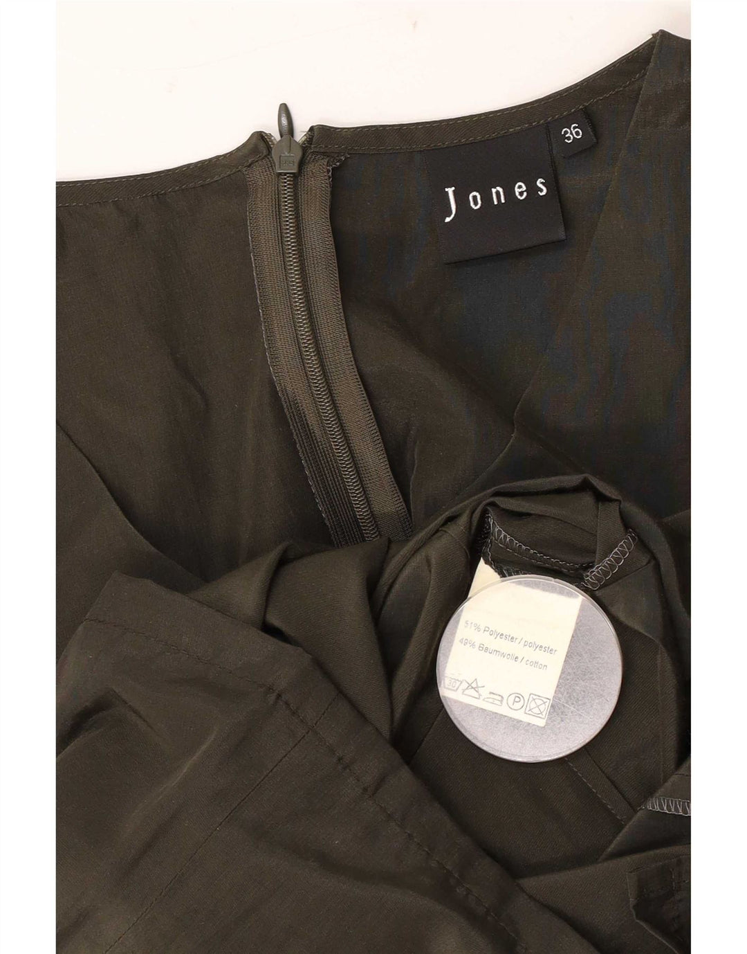 Jones Vestido tubo sin mangas para mujer EU 36 Pequeño Poliéster caqui