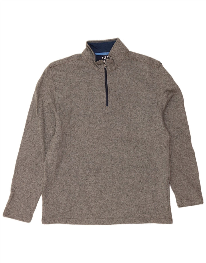 IZOD Sudadera con cuello y cremallera para hombre Jersey Gris medio Poliéster moteado