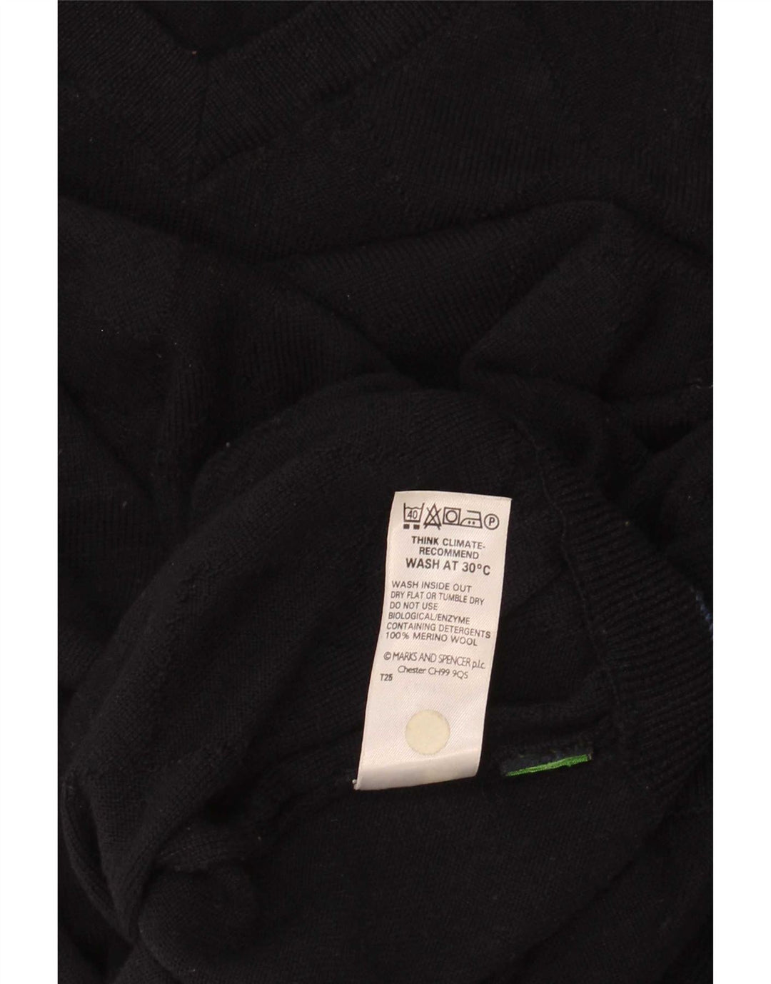 Marks & Spencer Suéter con Cuello en V para Hombre Grande Lana Merino Azul Marino