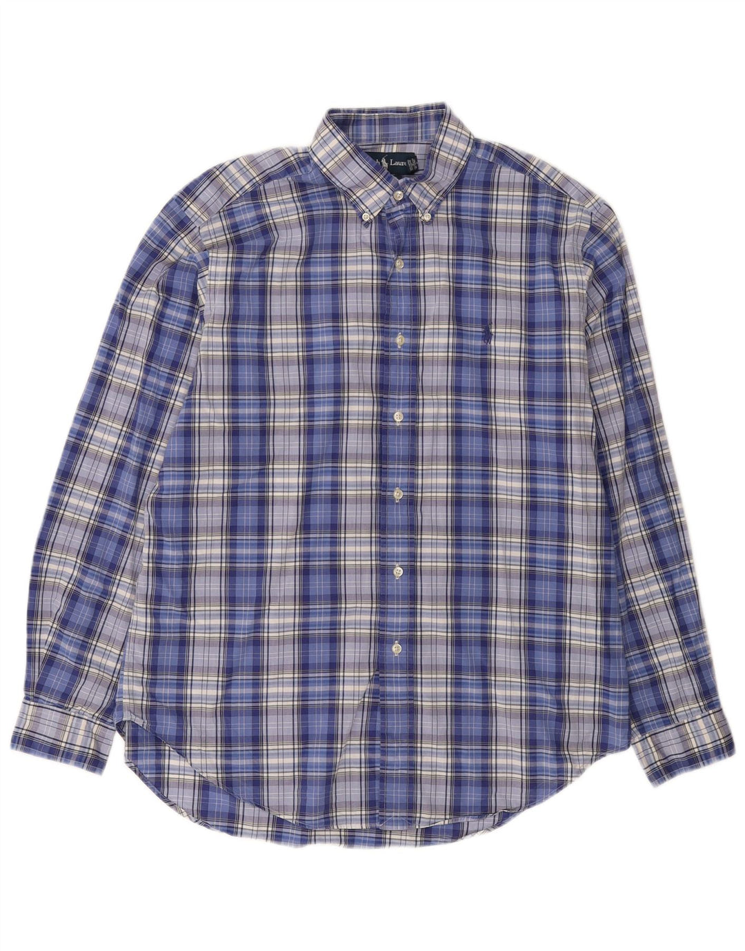 Ralph Lauren Camisa de corte clásico para hombre de algodón a cuadros azul marino grande