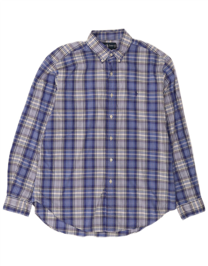 Ralph Lauren Camisa de corte clásico para hombre de algodón a cuadros azul marino grande