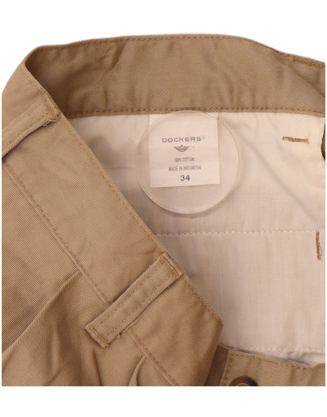 DOCKERS Pantalones cortos chinos con clavijas para hombre W34 Algodón beige grande