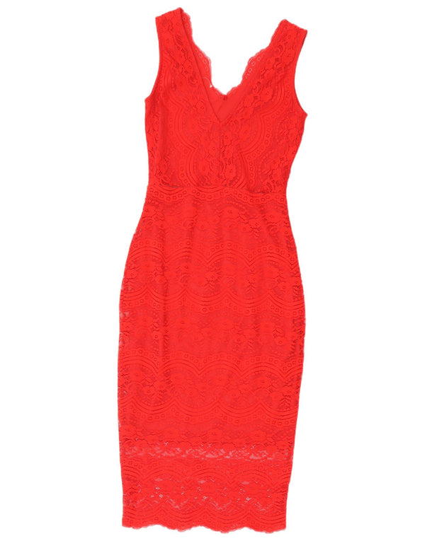 Oasis Vestido ajustado de encaje sin mangas para mujer UK 4 XS Poliamida roja