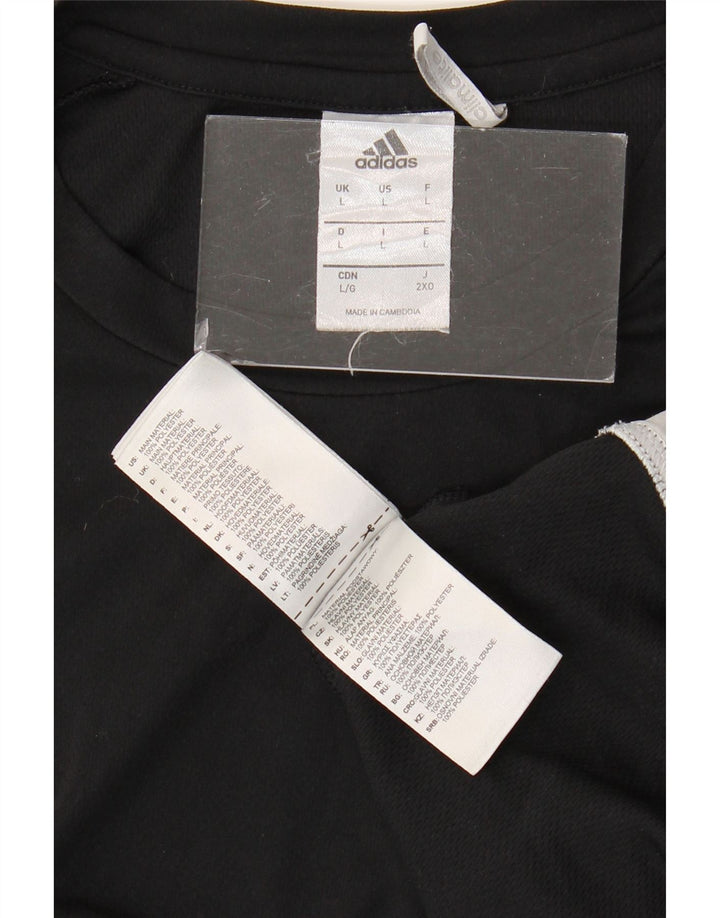 ADIDAS Camiseta Climalite para hombre Top Grande Negro Colorblock Poliéster