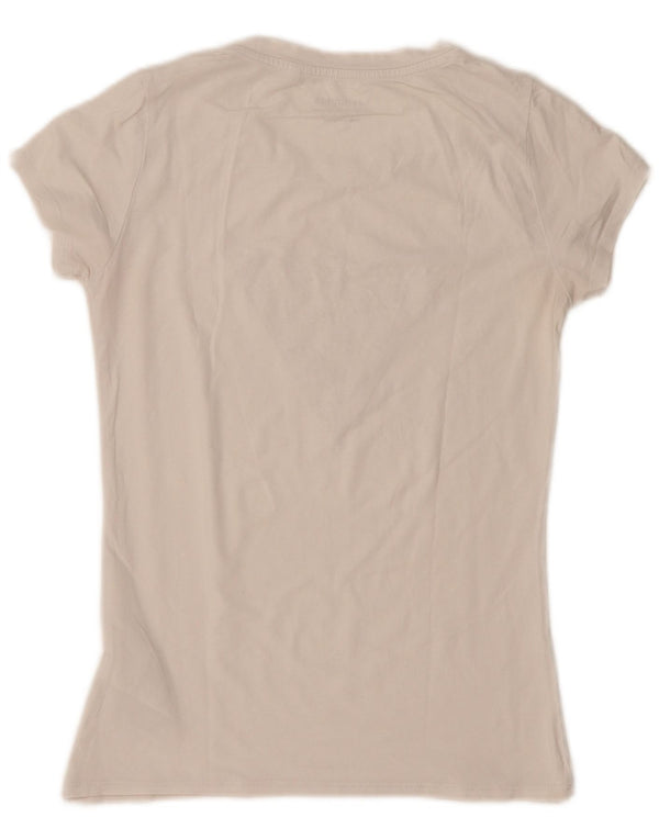 Guess Camiseta gráfica para mujer Top UK 12 Medium Off White Cotton