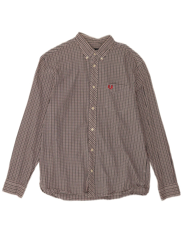 Camisa De Hombre Fred Perry Large De Algodón Con Cuadros Multicolores