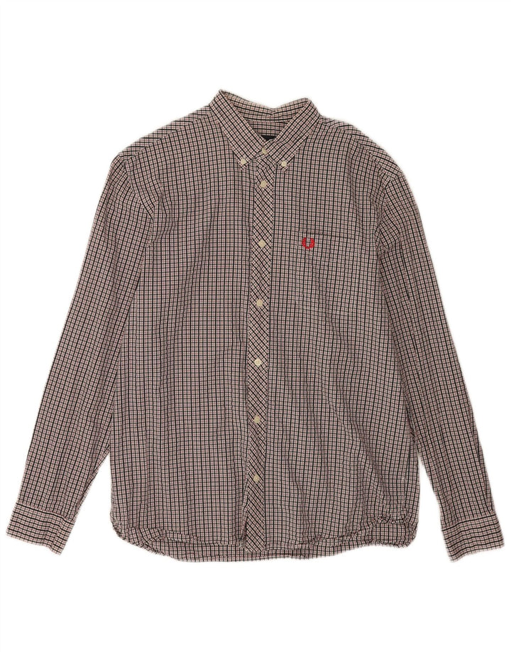 Camisa De Hombre Fred Perry Large De Algodón Con Cuadros Multicolores