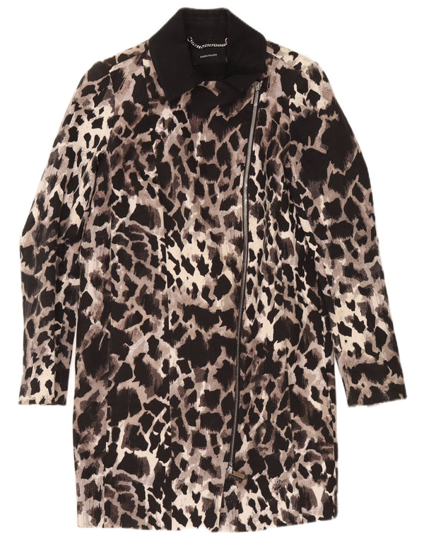 Karen Millen Abrigo para mujer UK 6 XS Algodón con estampado animal negro