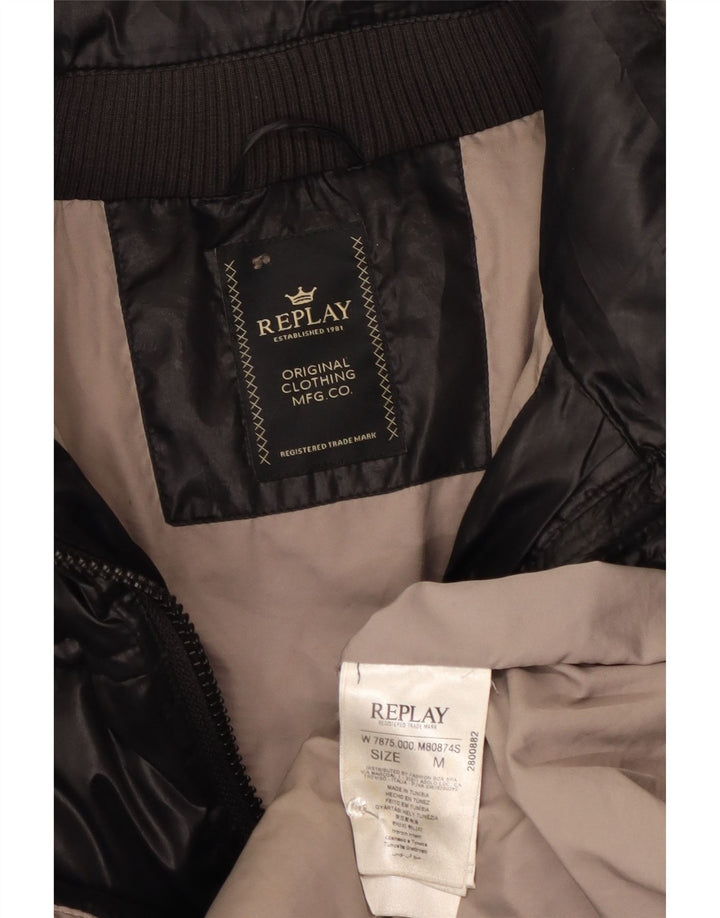 Replay Abrigo acolchado para mujer UK 40 Mediano Poliéster negro