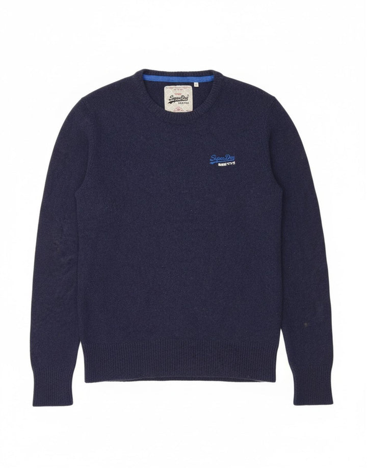 Superdry Jersey De Cuello Redondo Para Hombre De Lana Azul Marino Mediano