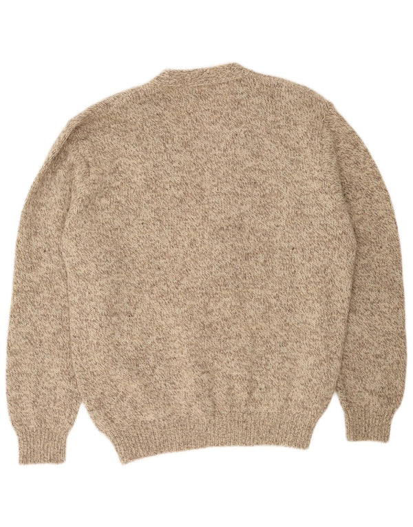 L.L.Bean Mens Cardigan Sweater Large Beige Flecked Wool