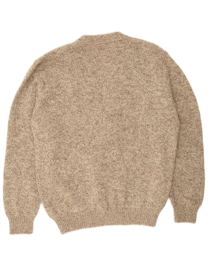 L.L.Bean Suéter tipo cárdigan para hombre de lana moteada de color beige grande