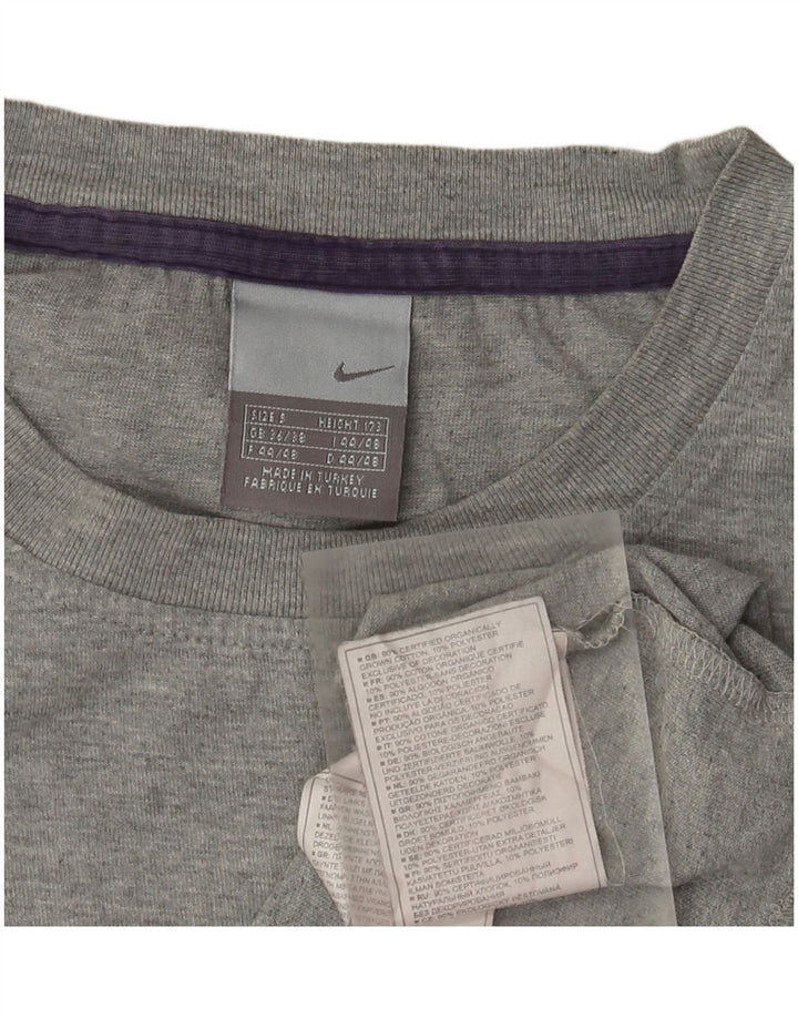 NIKE Camiseta gráfica de manga larga para hombre UK 36/38 Small Grey Cotton