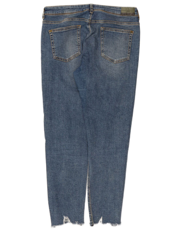 Zara Jeans ajustados desgastados para mujer EU 40 Medium W30 L26 Azul