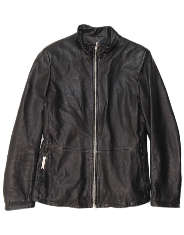 Coconuda Chaqueta de cuero para mujer UK 12 Medium Black Leather