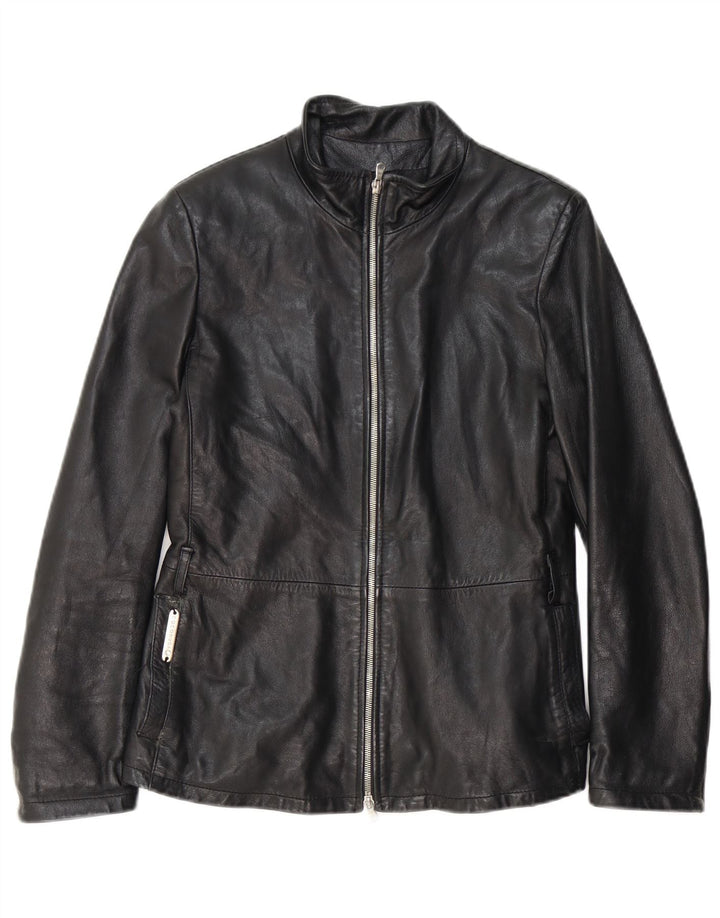 Coconuda Chaqueta de cuero para mujer UK 12 Medium Black Leather