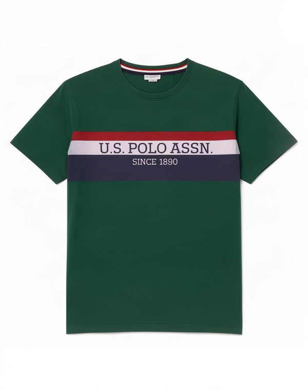 Asociación de Polo de EE. UU. Camiseta gráfica Top Small verde color block |