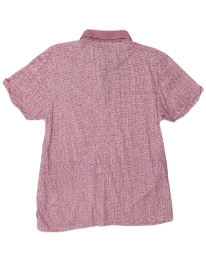 Ted Baker Polo para hombre Talla 5 XL Algodón a cuadros morado