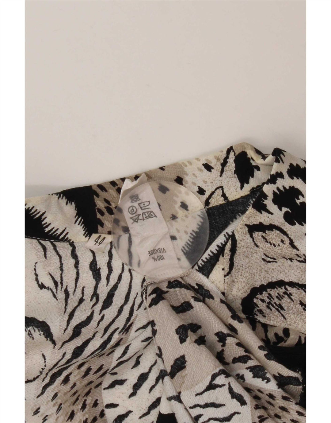 Blusa vintage de manga larga para mujer Top IT 44 Estampado animal negro medio