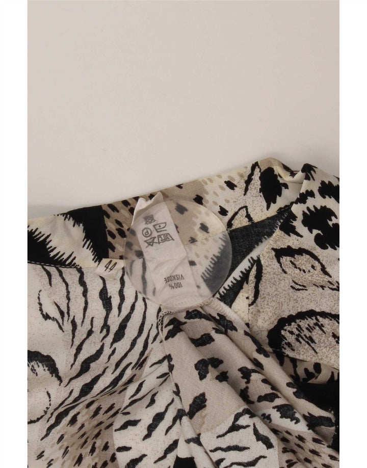 Blusa vintage de manga larga para mujer Top IT 44 Estampado animal negro medio