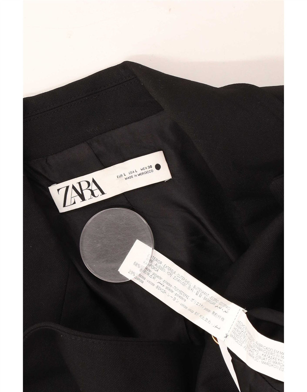 Zara Chaqueta Blazer De Doble Botonadura Para Mujer UK 46 Grande Poliéster Negro