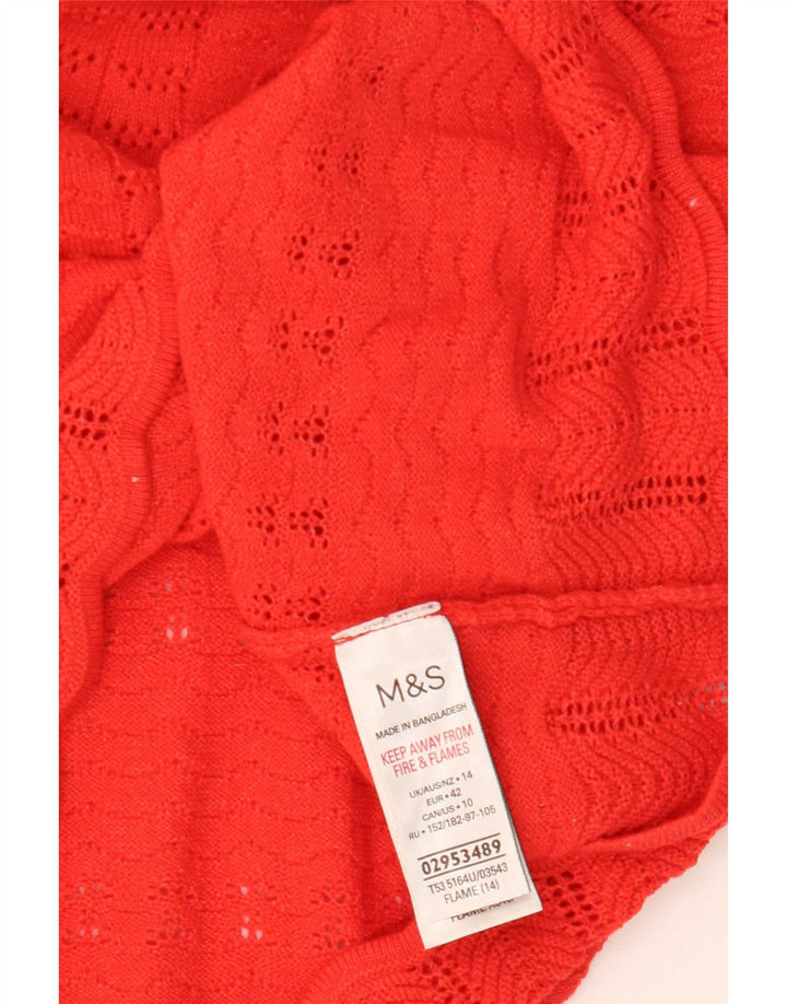 Marks & Spencer Jersey con cuello en V para mujer UK 44 Poliéster rojo mediano