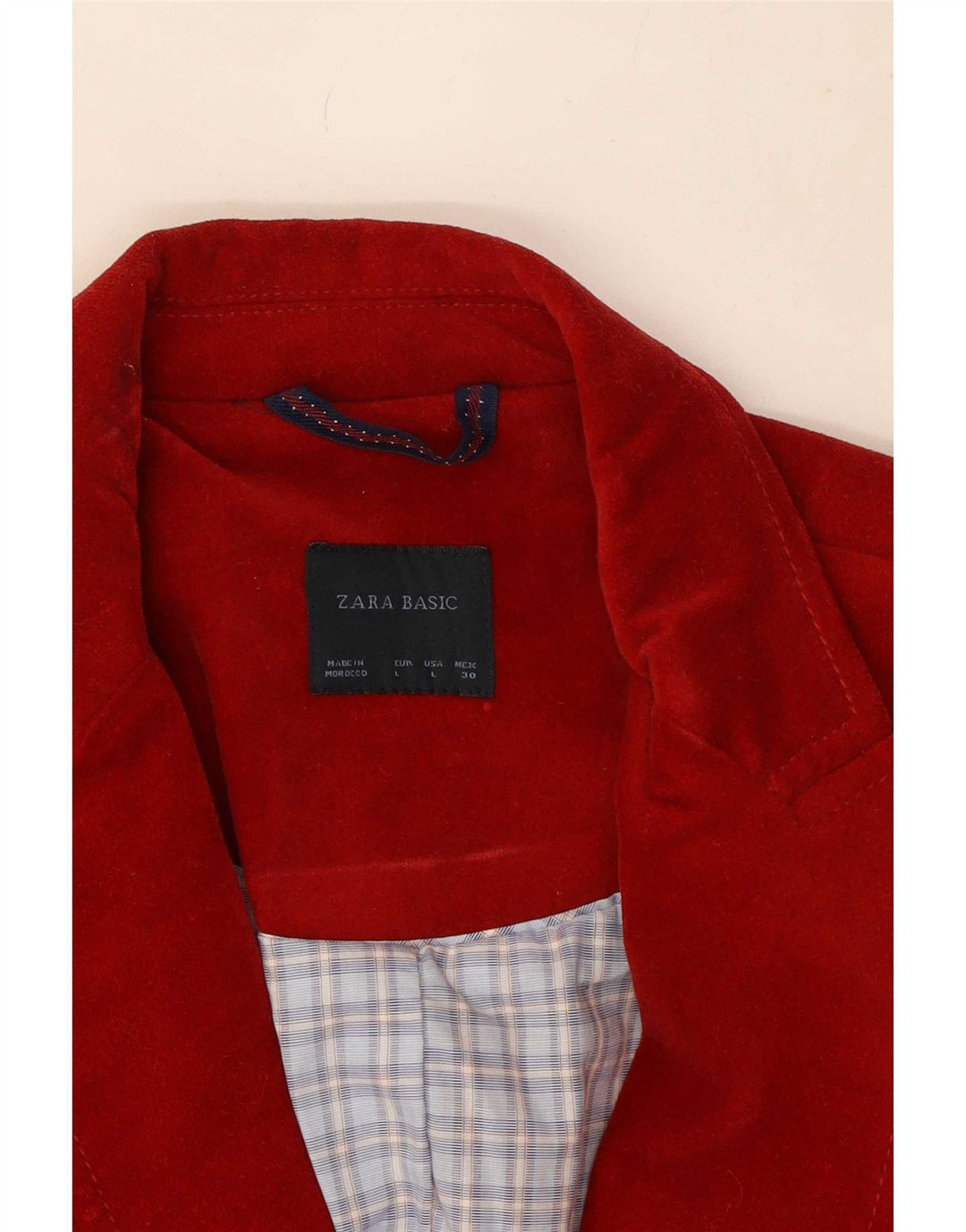 Zara Chaqueta Blazer De Terciopelo Con 1 Botón Para Mujer UK 44 Grande Algodón Rojo
