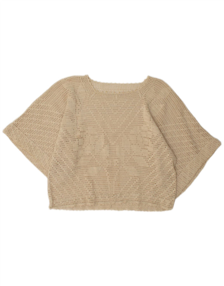 Vintage mujeres Batwing ver a través de la parte superior Reino Unido 16 beige grande