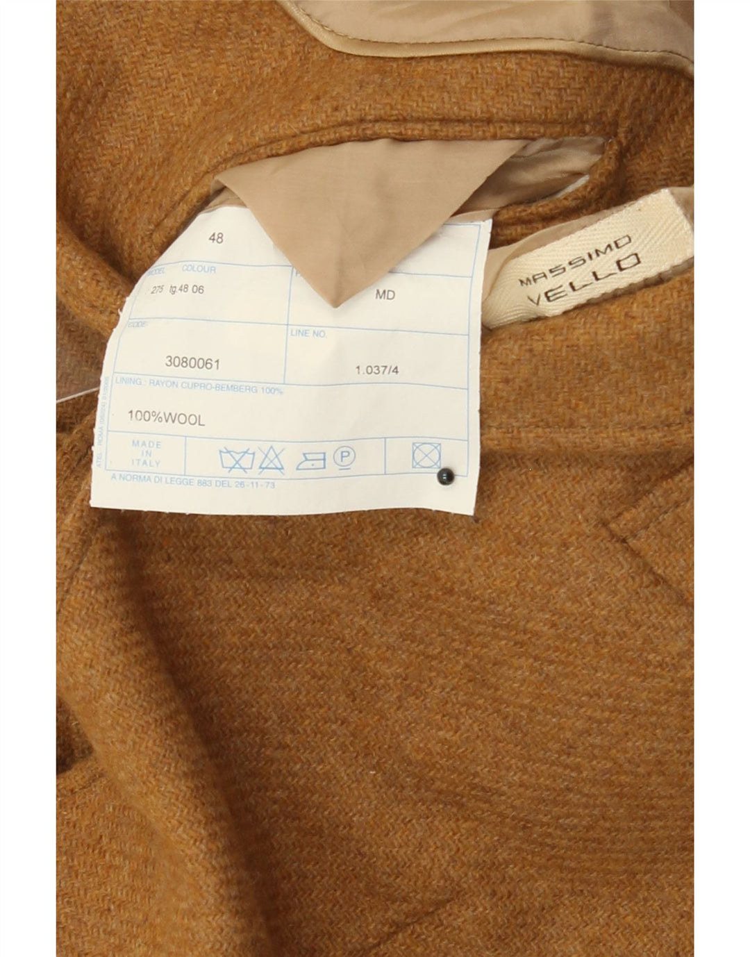 Vintage Hombre 3 Botones Blazer Chaqueta IT 48 Lana Beige Mediana