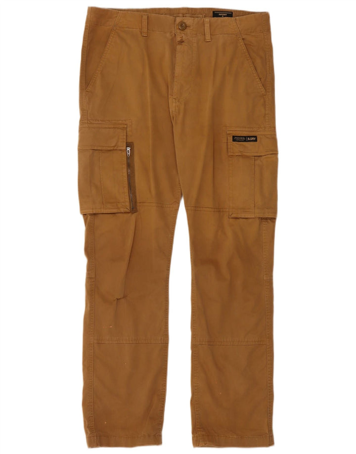 SUPERDRY Pantalón cargo recto para hombre W32 L32 Algodón beige