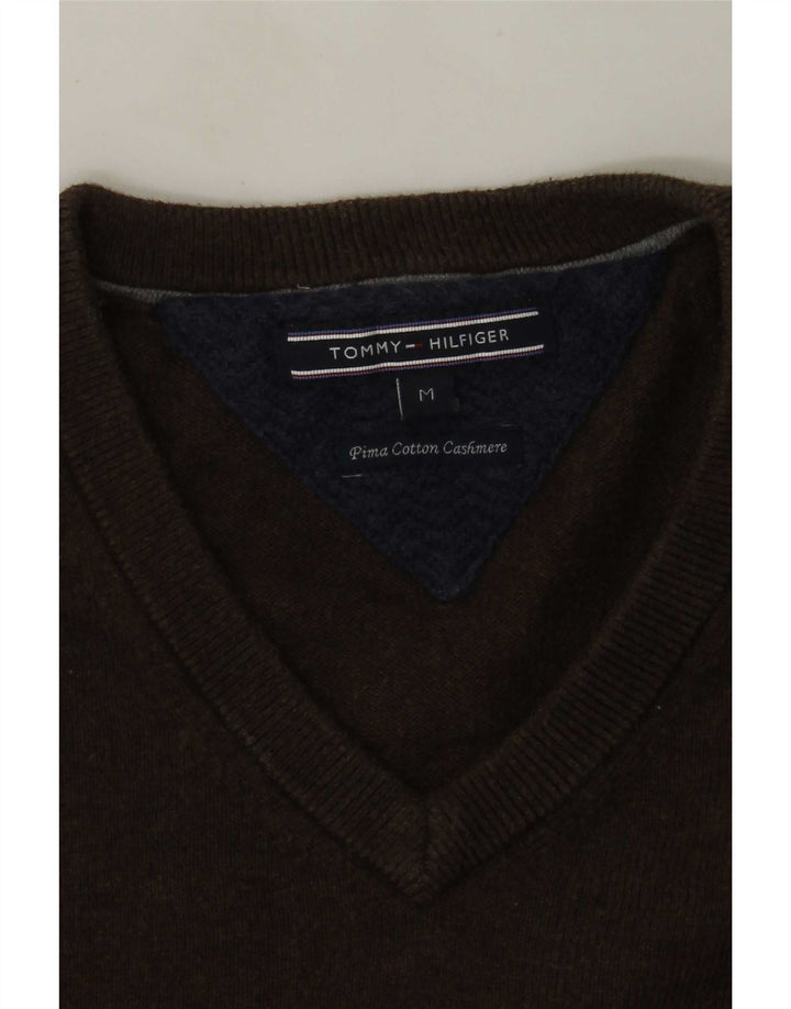 Tommy Hilfiger Jersey con Cuello en V para Hombre de algodón marrón Medio