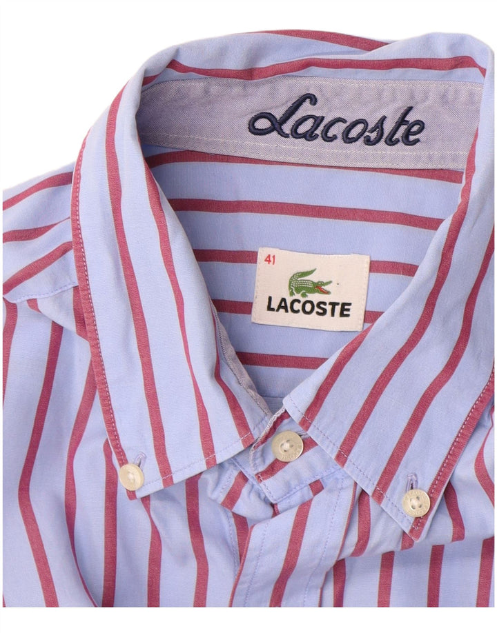 Camisa Lacoste Hombre Talla 41 Algodón Rayas Azul Grande