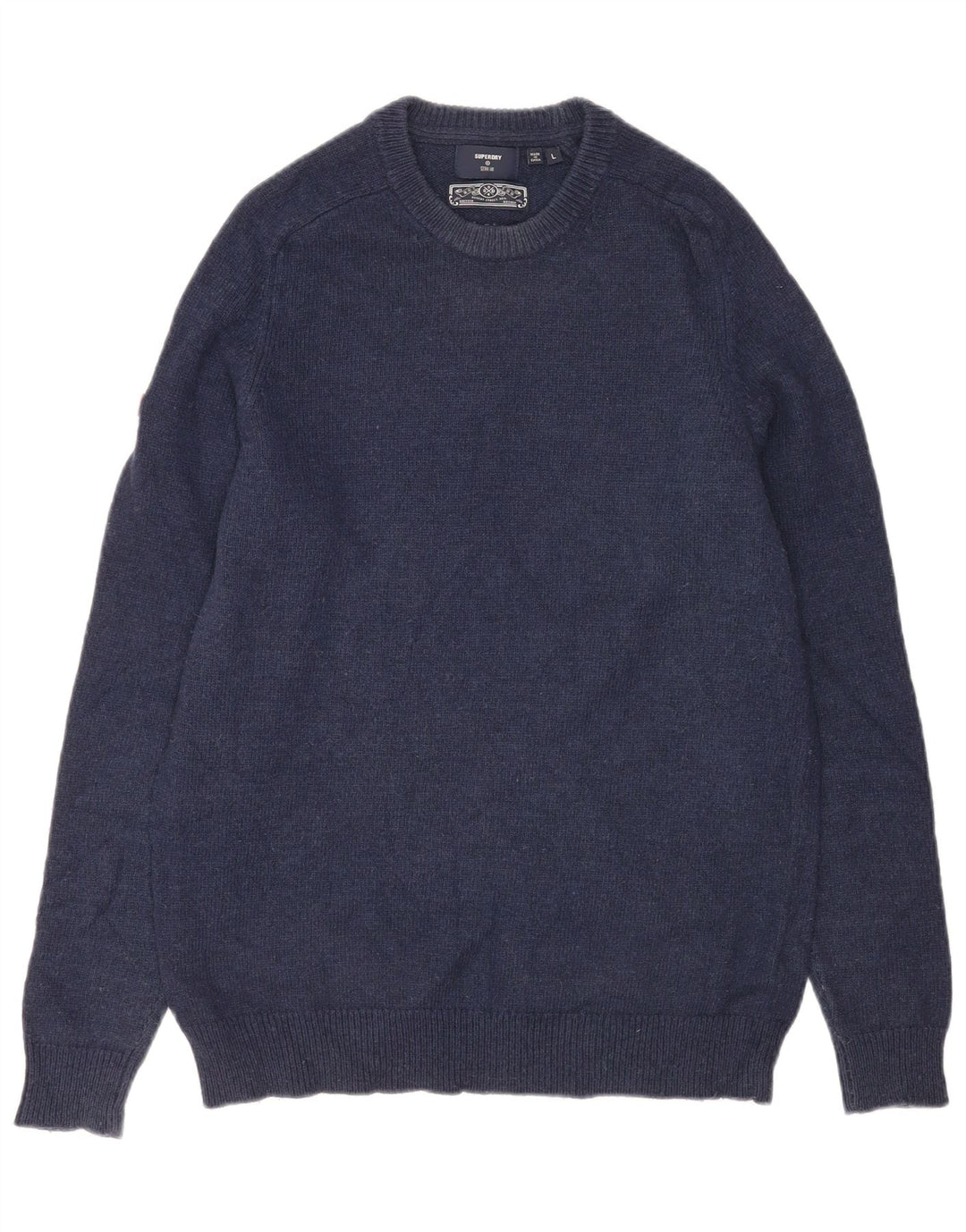 Superdry Jersey De Cuello Redondo Para Hombre De Lana De Cordero Azul Marino Grande