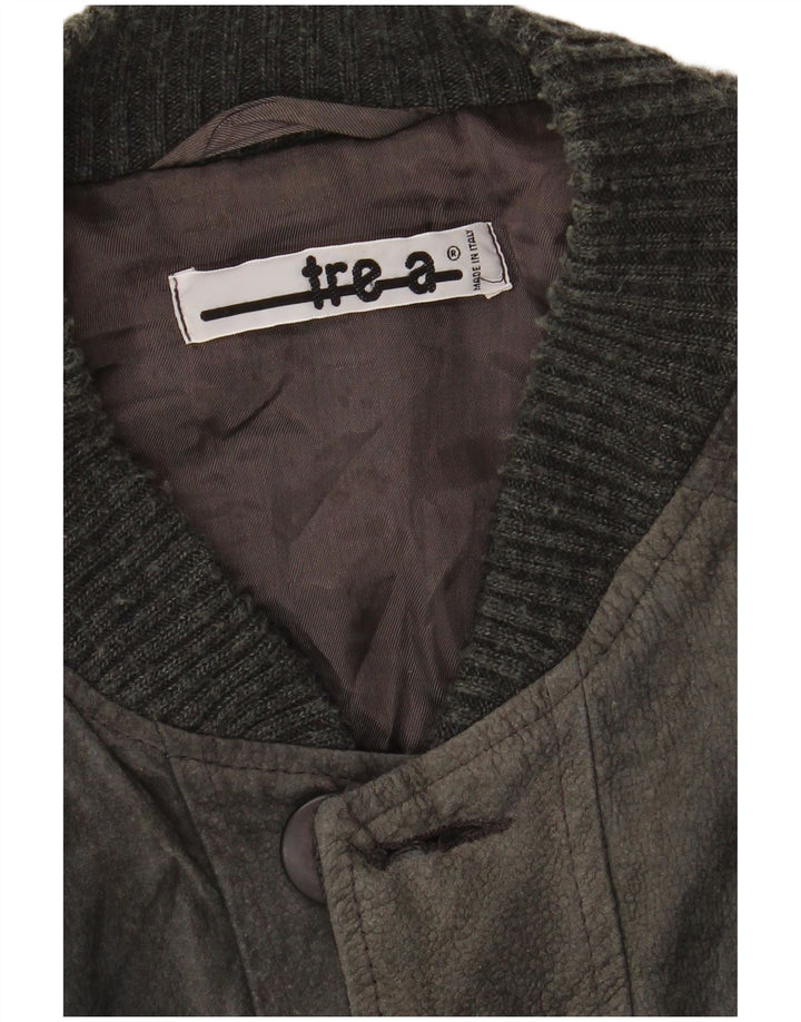 Vintage hombres bomber chaqueta grande gris geométrico