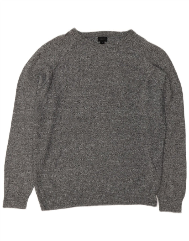 J. Crew Jersey de cuello redondo para hombre de algodón moteado gris medio