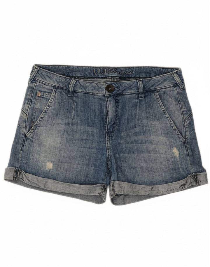 Guess Shorts De Mezclilla Desgastados W28 Algodón Azul Medio